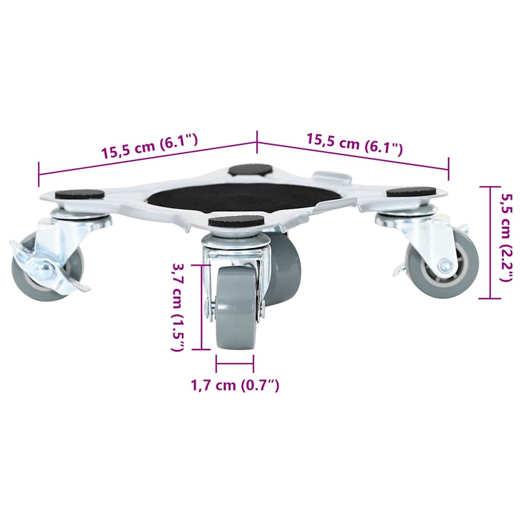 Rulli Mobili 4 Pz Con Sollevatore 15,5X15,5X5,5 Cm 1000 Kg Antracite