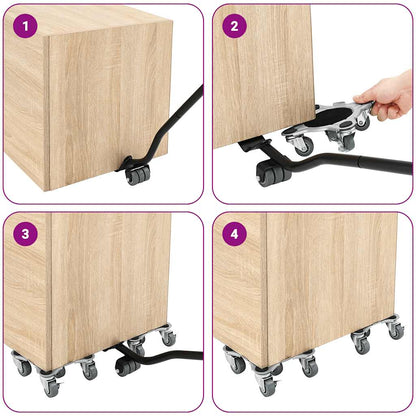 Rulli Mobili 4 Pz Con Sollevatore 15,5X15,5X5,5 Cm 1000 Kg Antracite
