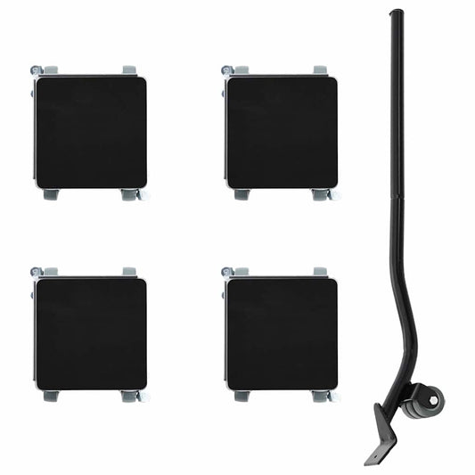 Rulli Mobili 4 Pz Con Sollevatore 13,5X13,5X6 Cm Acciaio 1300Kg Antracite