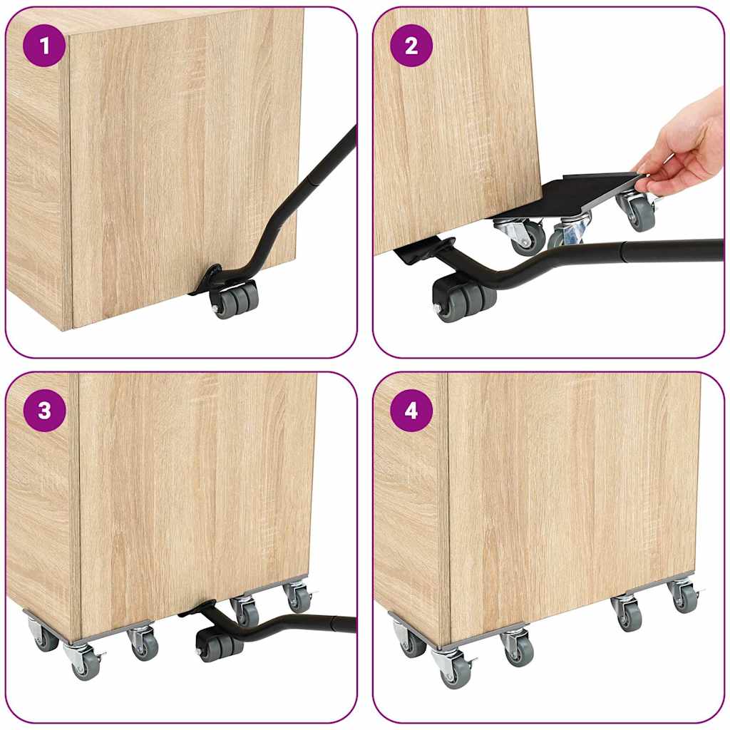 Rulli Mobili 4 Pz Con Sollevatore 13,5X13,5X6 Cm Acciaio 1300Kg Antracite