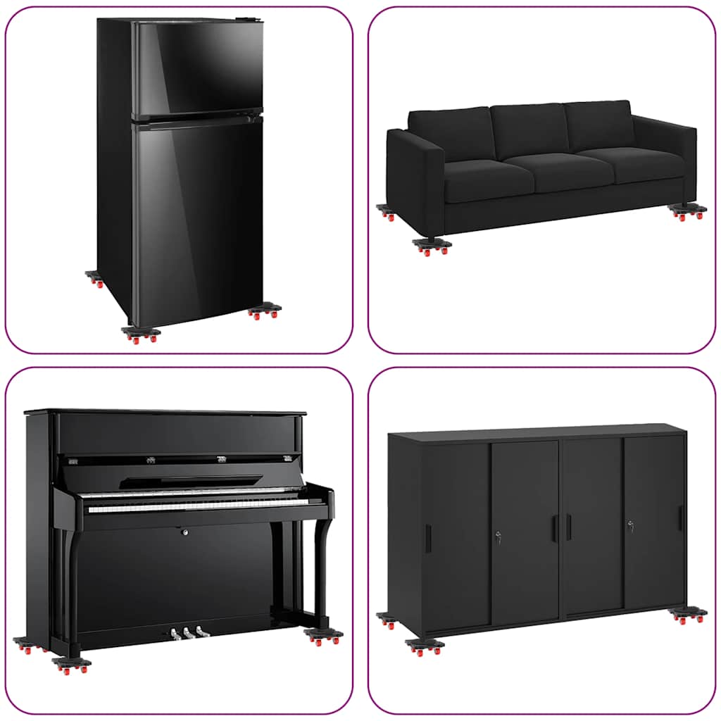Rulli Mobili 4 Pz Con Sollevatore Nero 13,5X13,5X4,2 Cm 300 Kg Antracite