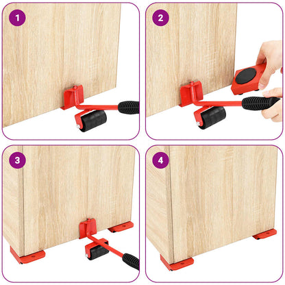 Rulli Per Mobili 8 Pz Con Sollevatori Rossi 9,8X7,5X3 Cm 150 Kg Antracite