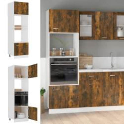 Armadio Per Microonde “Lyon” Rovere Fumo 60X57X207Cm Bianco