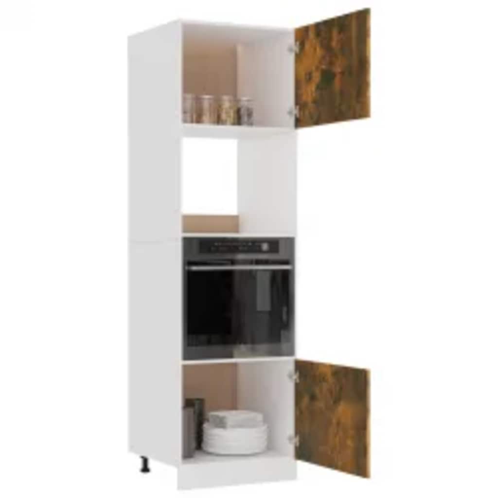 Armadio Per Microonde “Lyon” Rovere Fumo 60X57X207Cm Bianco