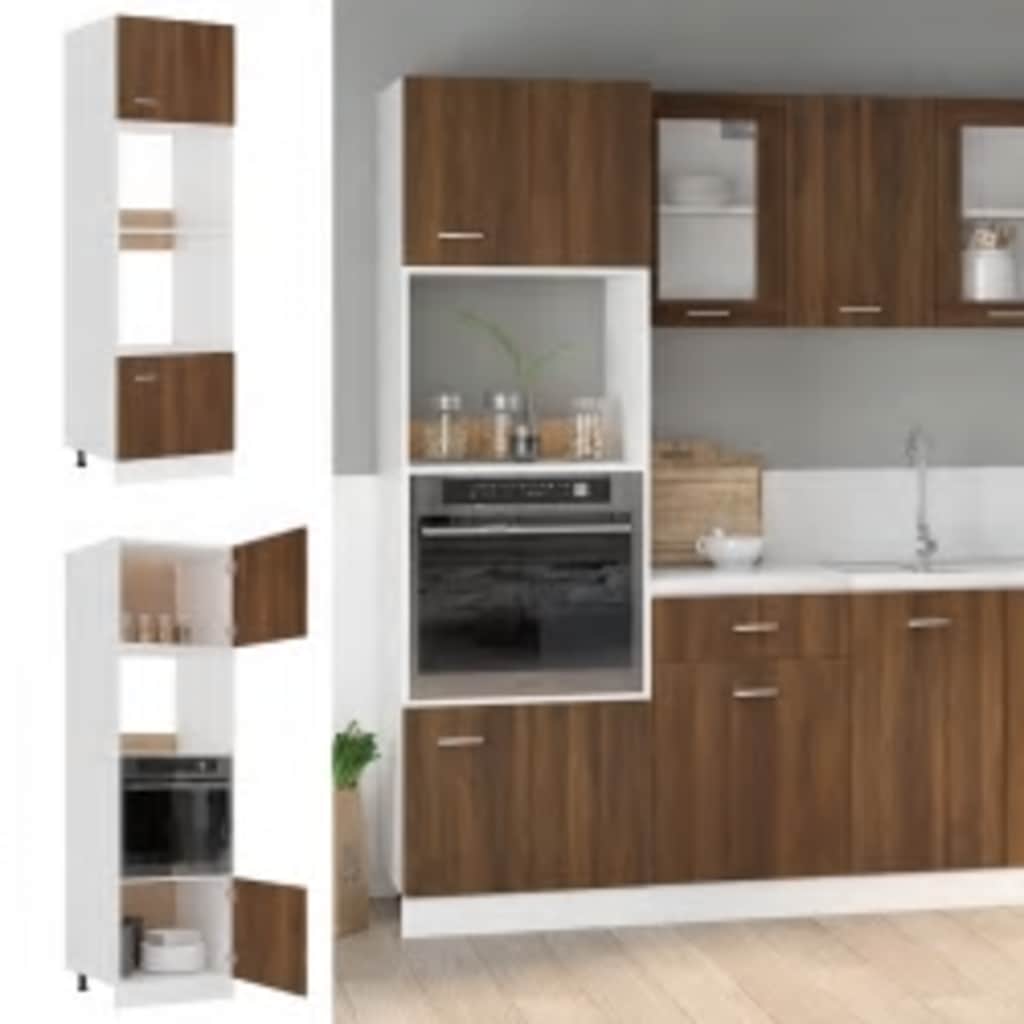 Armadio Microonde “Lyon” Rovere Marrone 60X57X207 Cm Bianco
