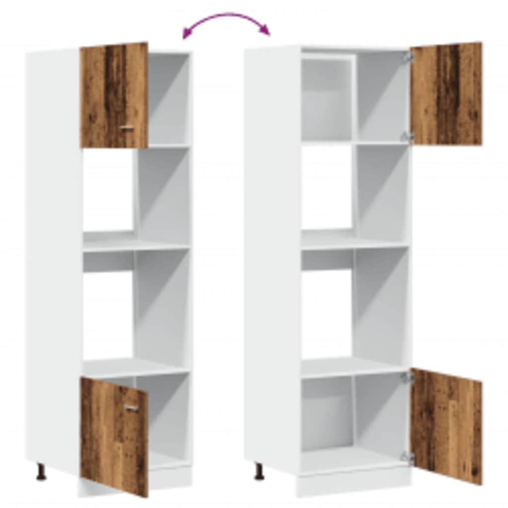 Mobile Per Microonde “Lyon” Legno Antico 60X57X207 Cm Nero