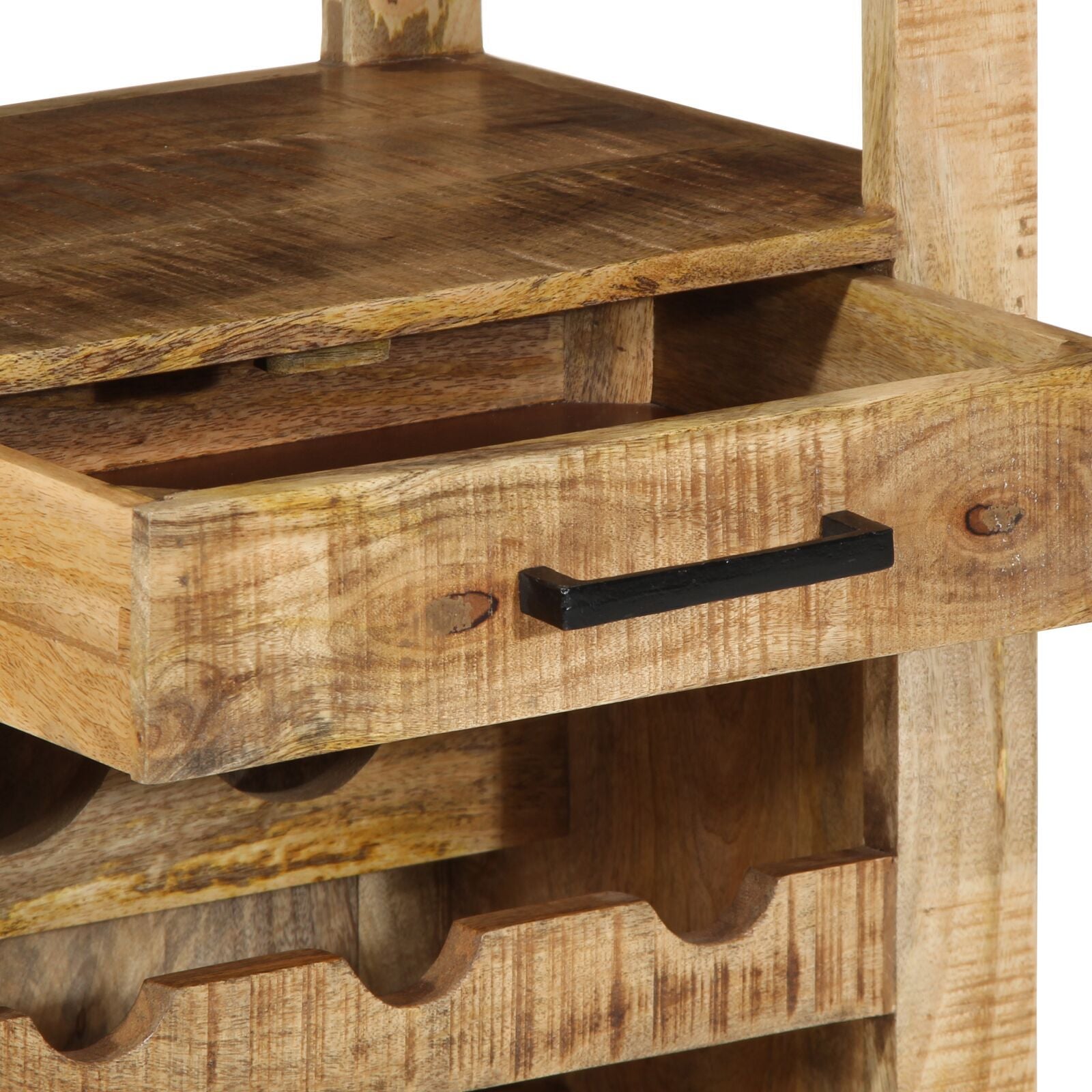 Carrello Da Cucina 55X40X80 Cm In Legno Massello Rustico Di Mango