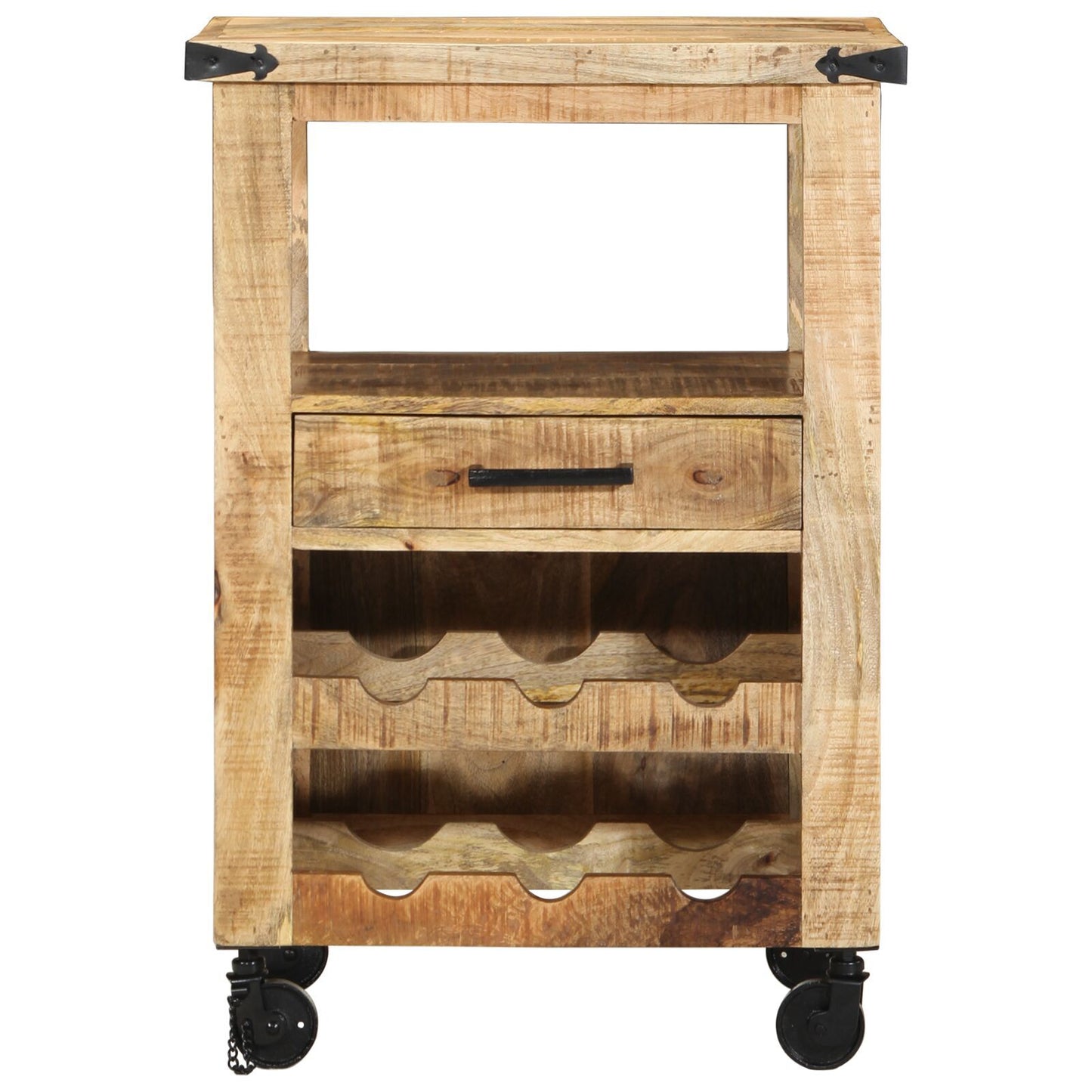 Carrello Da Cucina 55X40X80 Cm In Legno Massello Rustico Di Mango