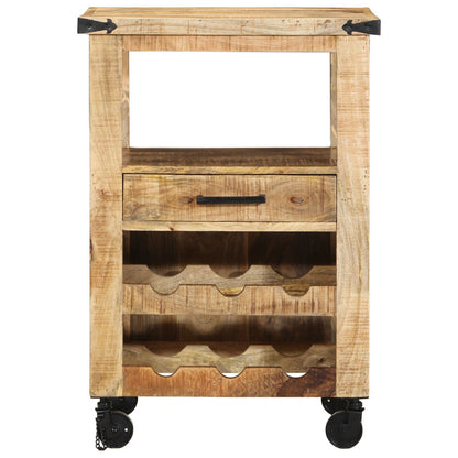 Carrello Da Cucina 55X40X80 Cm In Legno Massello Rustico Di Mango