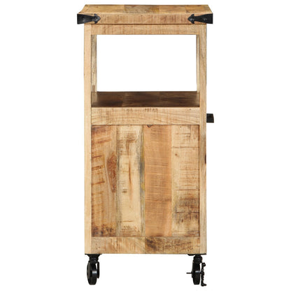 Carrello Da Cucina 55X40X80 Cm In Legno Massello Rustico Di Mango