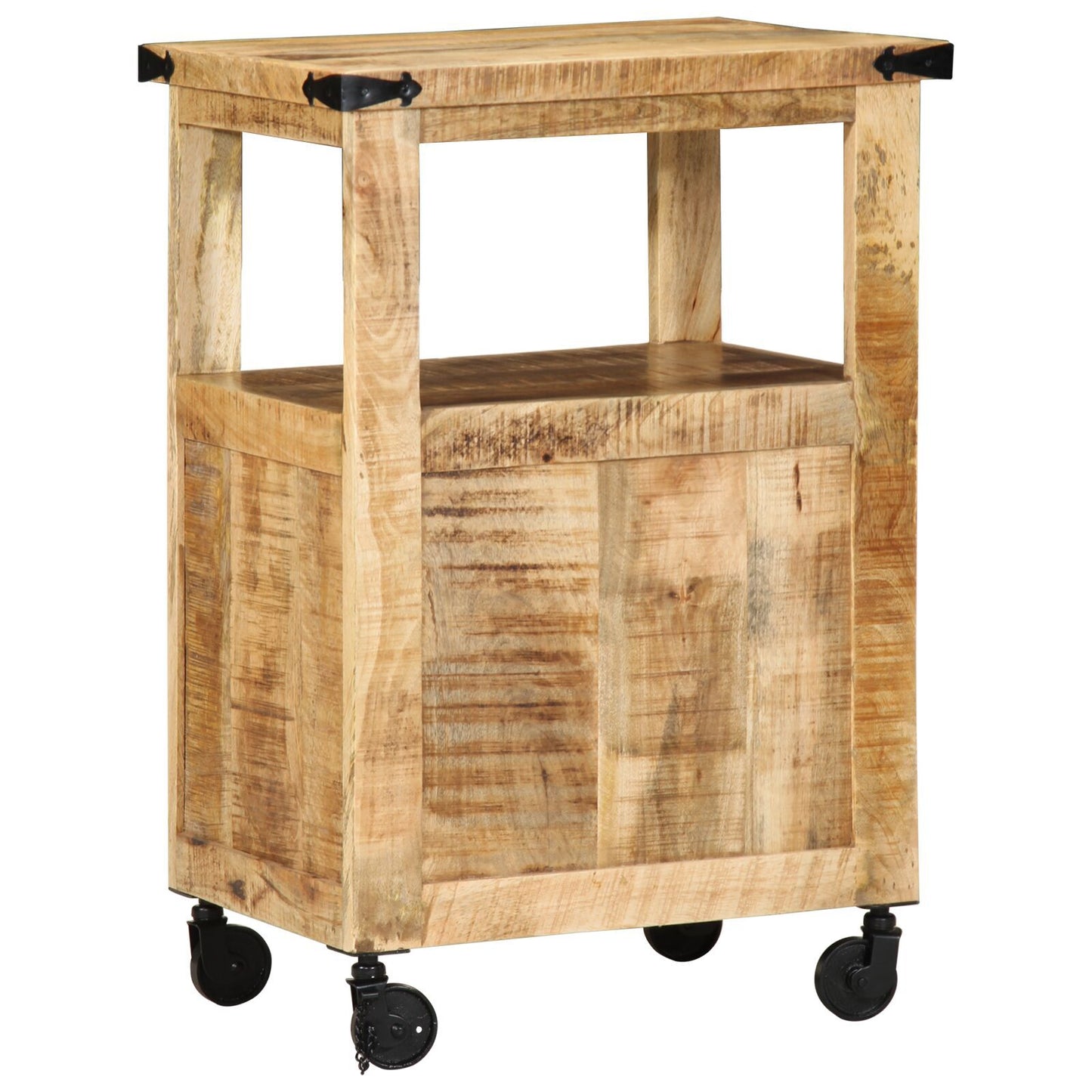 Carrello Da Cucina 55X40X80 Cm In Legno Massello Rustico Di Mango