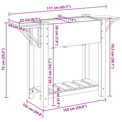 Piantana Da Giardino  Con Ripiani 111X37X76 Cm In Legno Massello Di Pino