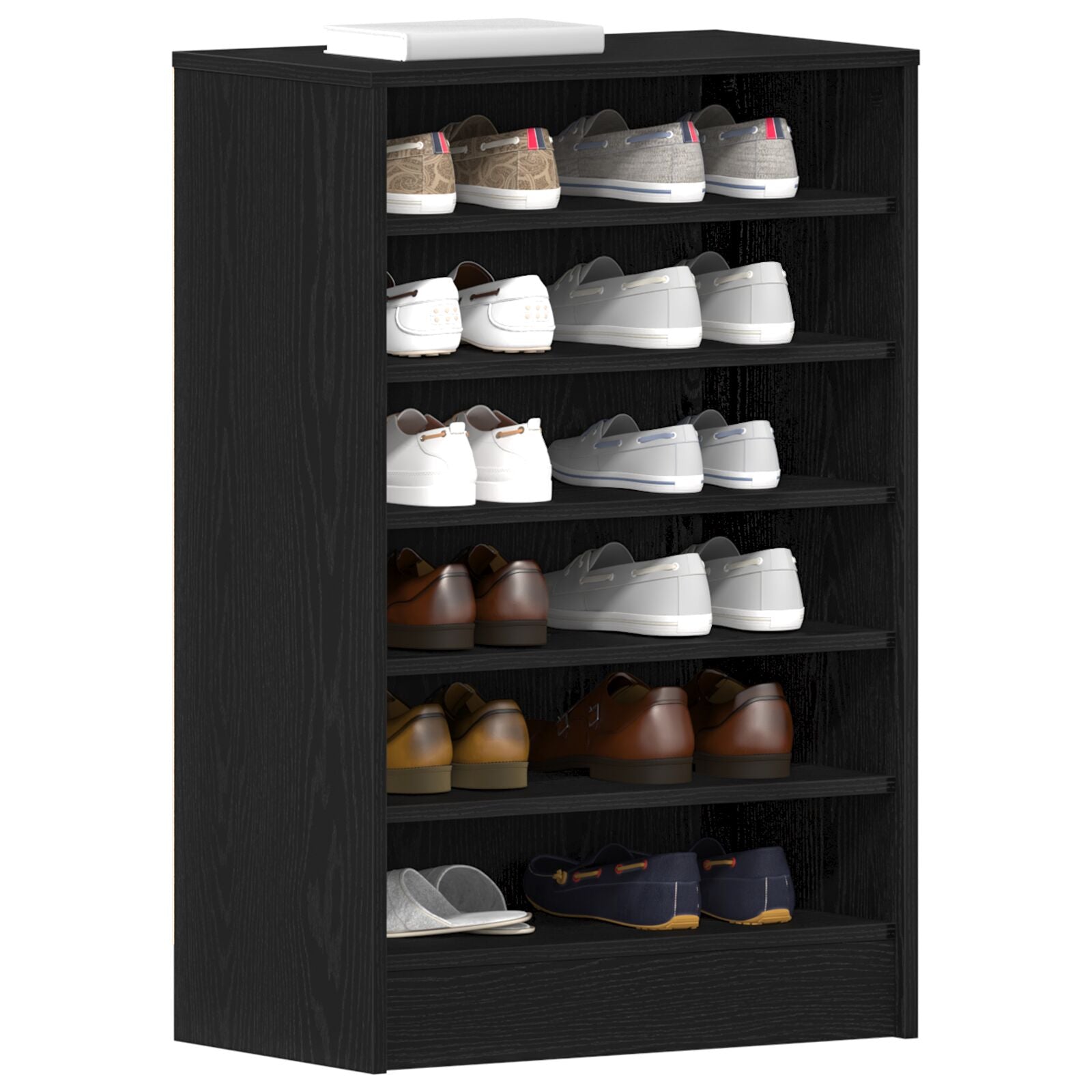 Mobile Per Scarpe  Nero Rovere 60X35X92 Cm In Legno Ingegnerizzato