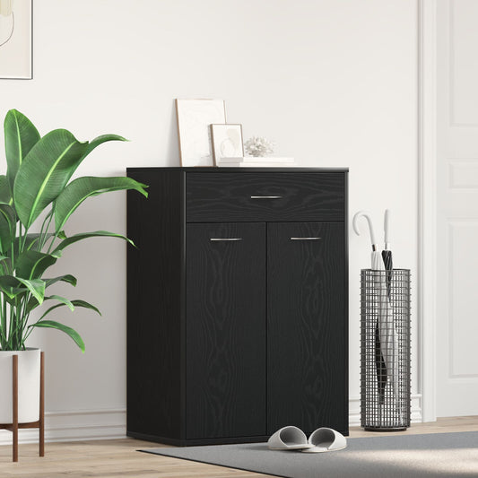 Armadio Scarpe  Nero Rovere 60X35X84 Cm In Legno Ingegnerizzato