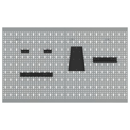 Pannelli Pegboard  2 Pezzi Con 8 Accessori Grigio 50X Acciaio