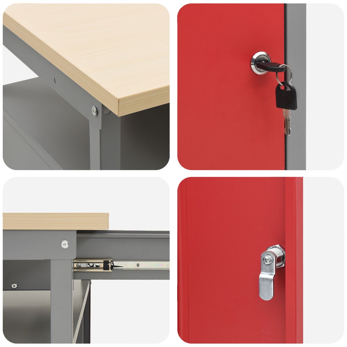 Set Di 2 Panchine Da Lavoro In Acciaio Rosso Rosso