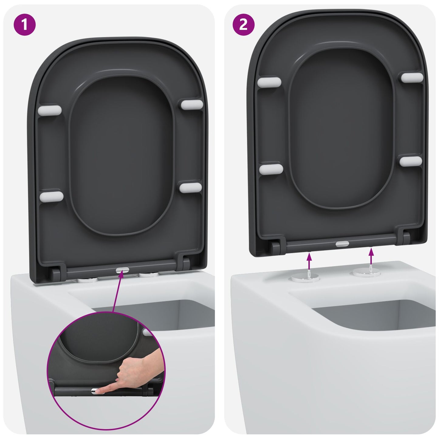 Sedile Del Wc A Rilascio Rapido Con Chiusura Morbida In Duroplast