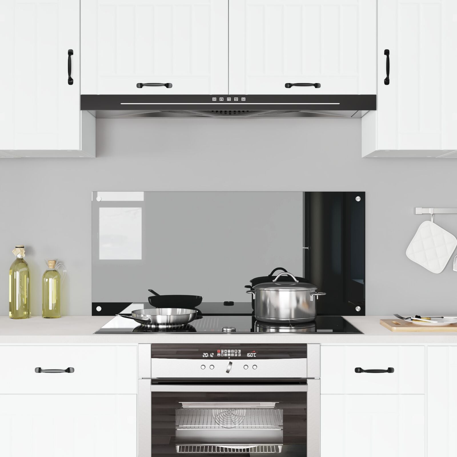 Paraforno Per Cucina  Nero 110X50X0,6 Cm In Vetro Temperato