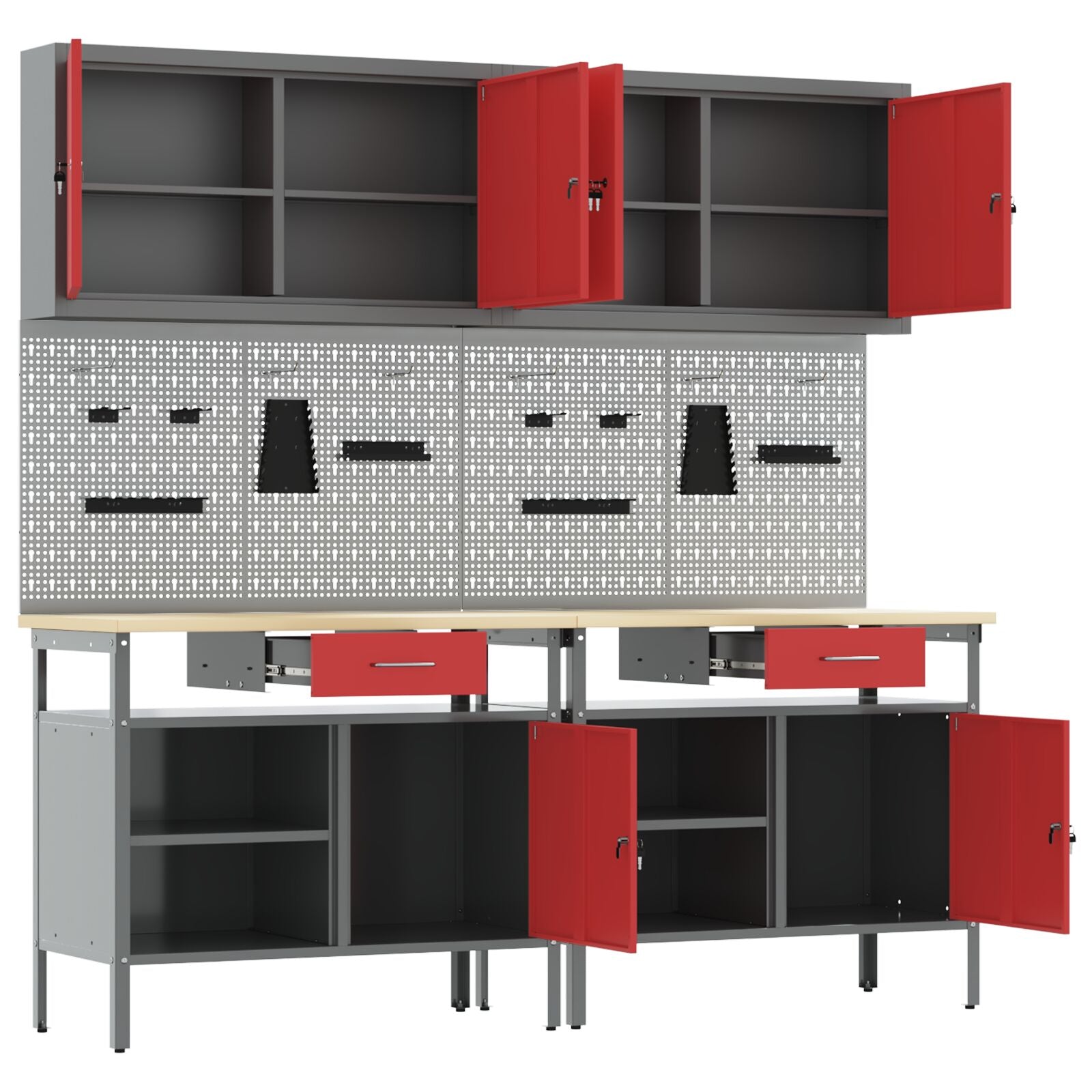 Set Di Panchina Da Lavoro In Acciaio Rosso Da 8 Pezzi Rosso