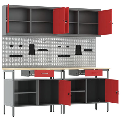 Set Di Panchina Da Lavoro In Acciaio Rosso Da 8 Pezzi Rosso