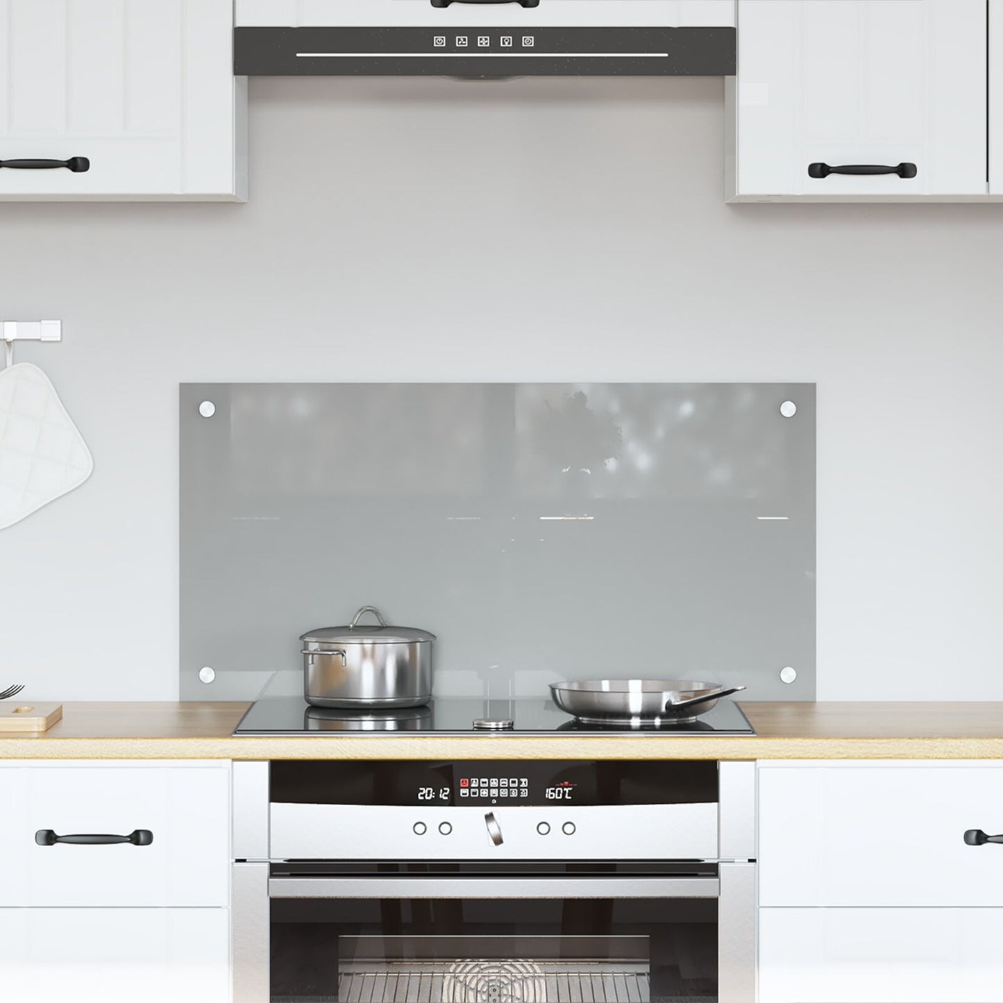 Schienale Cucina Grigio Chiaro 80X40X0,6 Cm In Vetro Temperato