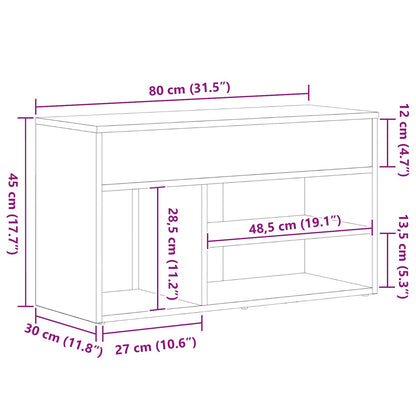 Panca Da Ingresso  Nera In Rovere 60X30X45 Cm In Legno