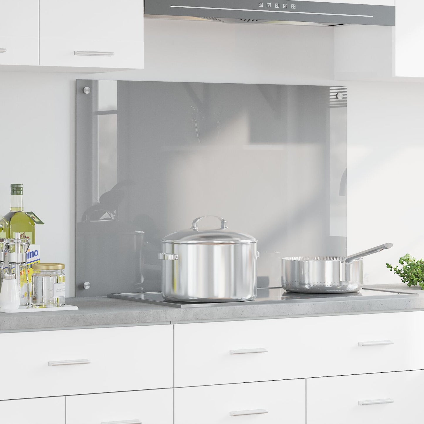 Schienale Cucina Grigio Chiaro 90X60X0,6 Cm In Vetro Temperato