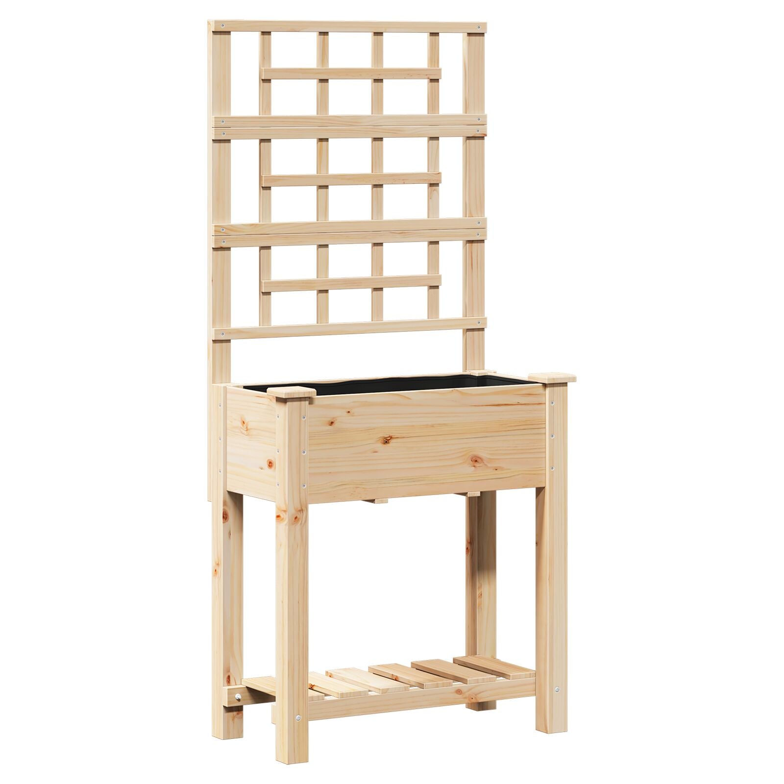 Fioriera Da Giardino Con Trellis E Ripiano 71X37X152 Cm In Legno Massello Di Abete