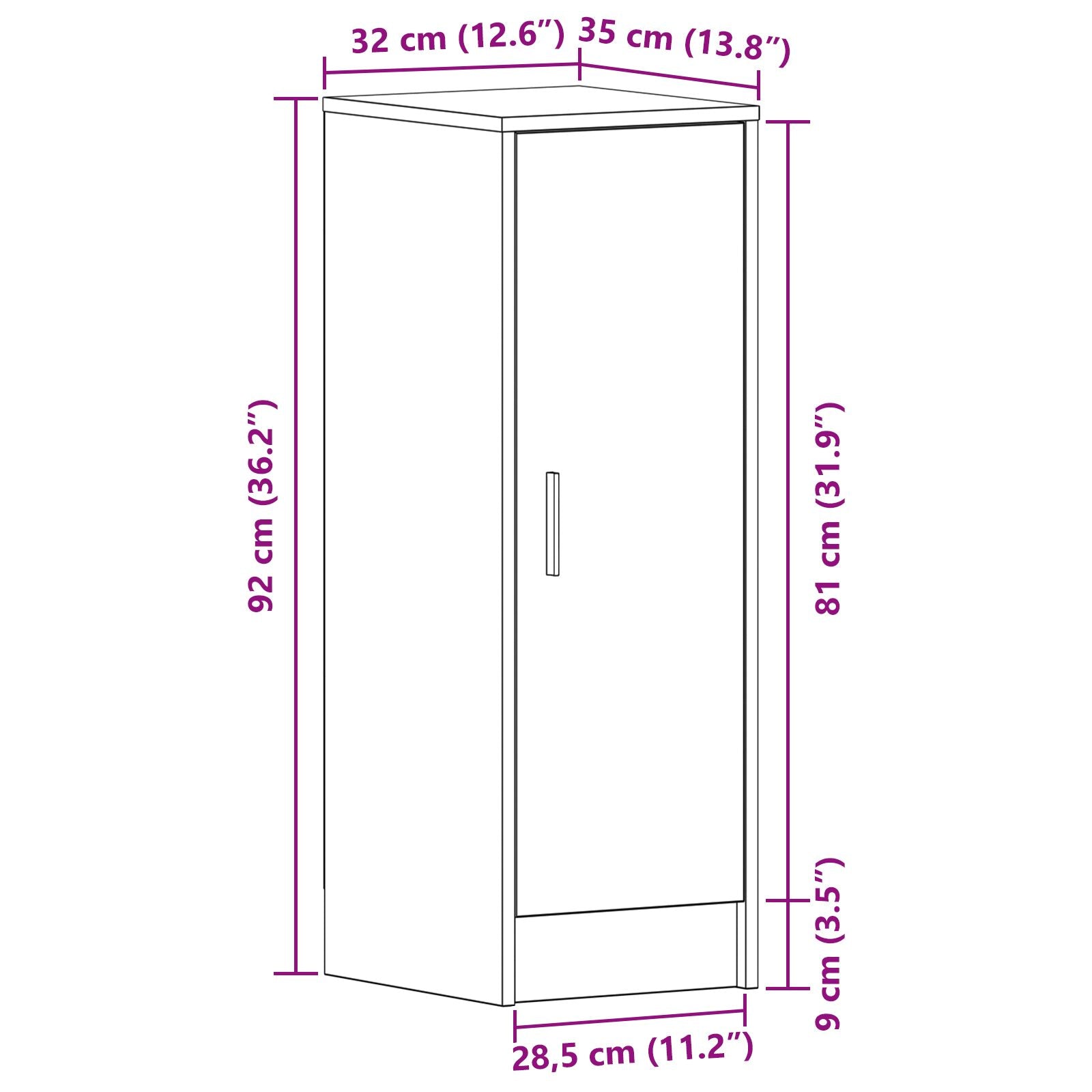 Armadio Per Scarpe  Nero Rovere 32X35X92 Cm In Legno Ingegnerizzato