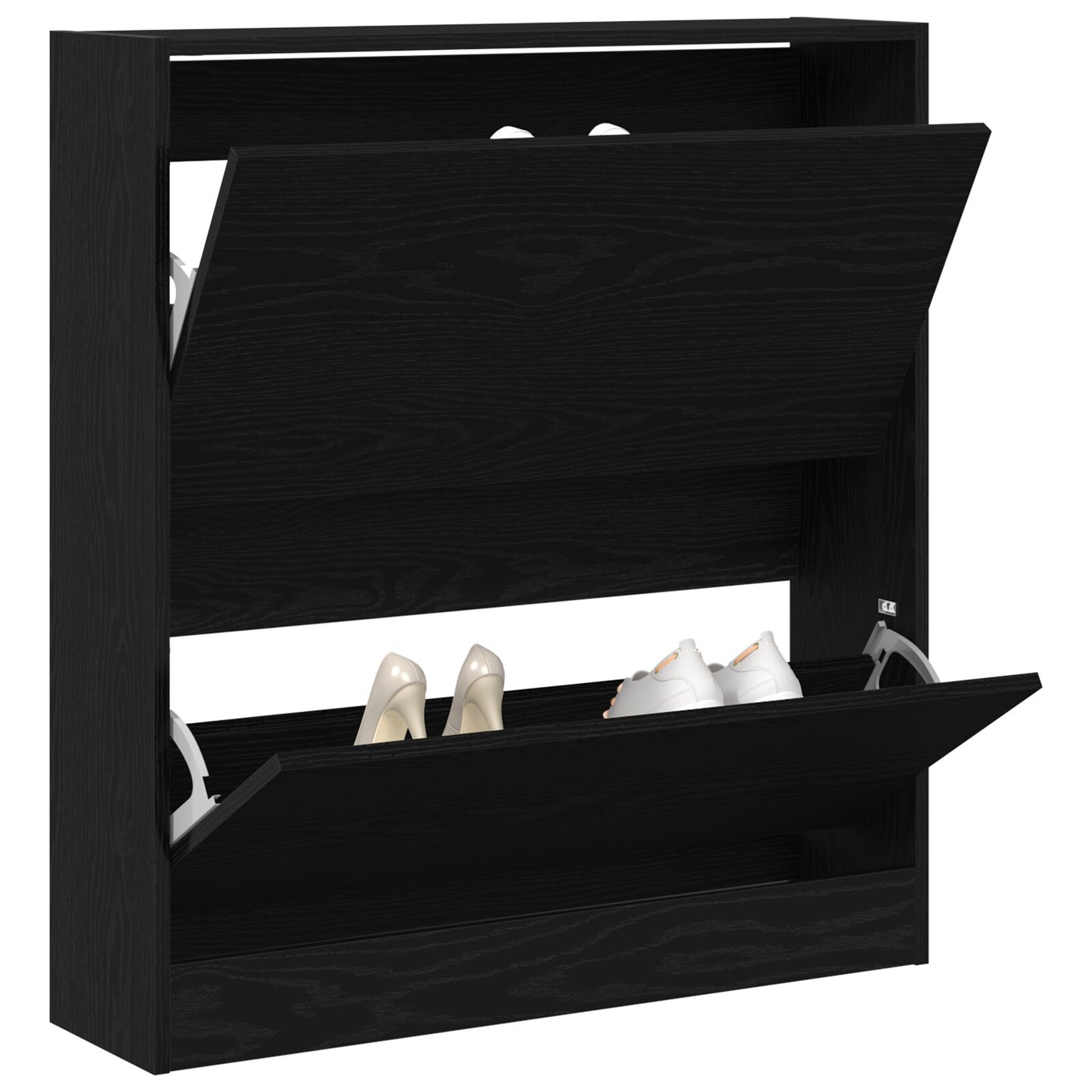 Scarpiera  Con Cassetto Flip In Rovere Nero 80X21X87,5 Cm