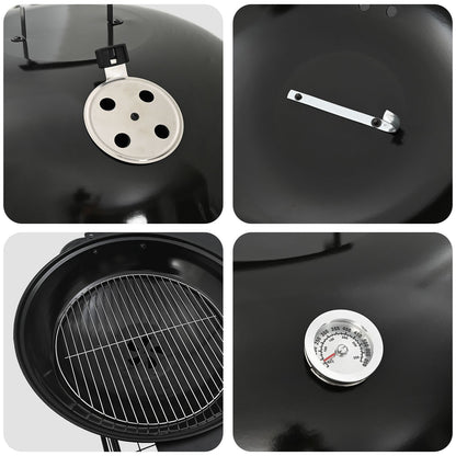 Carrello Barbecue A Carbone  Con Coperchio Nero 96X72X113 Cm In Metallo