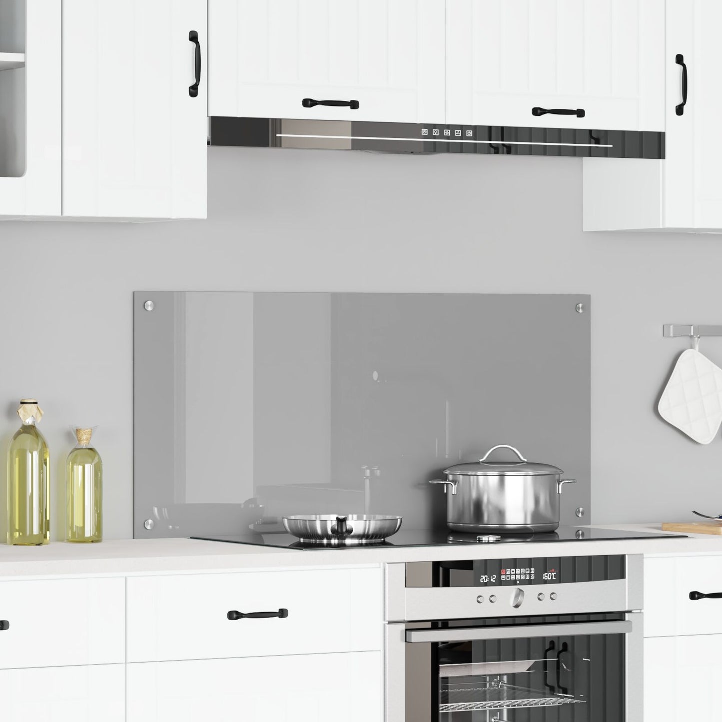 Fascia Cucina  Grigio Chiaro 110X50X0,6 Cm In Vetro Temperato