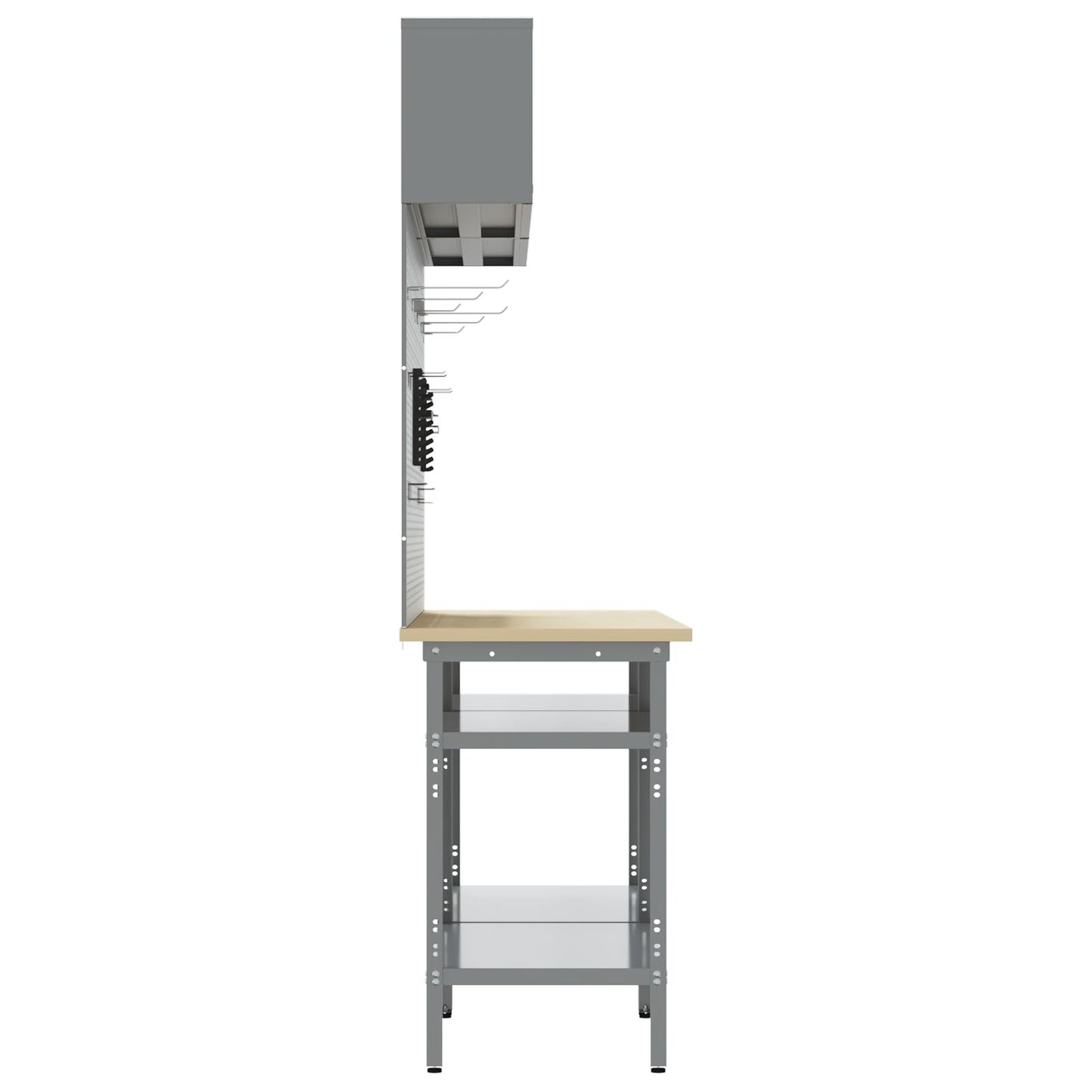 Set Banco Di Lavoro 8 Pezzi Grigio Acciaio Rosso
