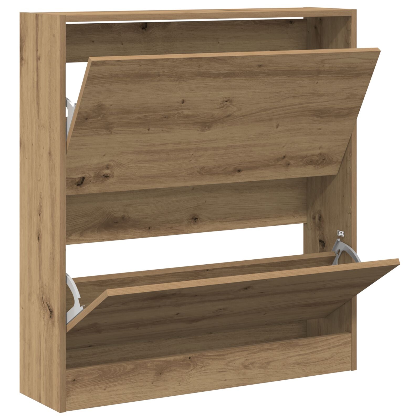 Mobile Per Scarpe  Con Cassetto A Ribalta In Rovere Affumicato 80X21X87,5 Cm