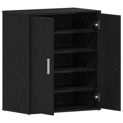 Armadio Per Scarpe  Nero Rovere 60X35X70 Cm In Legno Ingegnerizzato