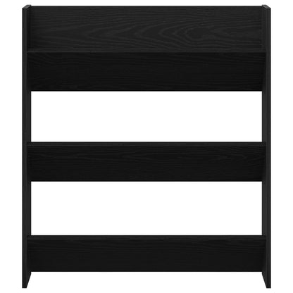 Armadio Per Scarpe  Nero Rovere 80X18X90 Cm In Legno Ingegnerizzato