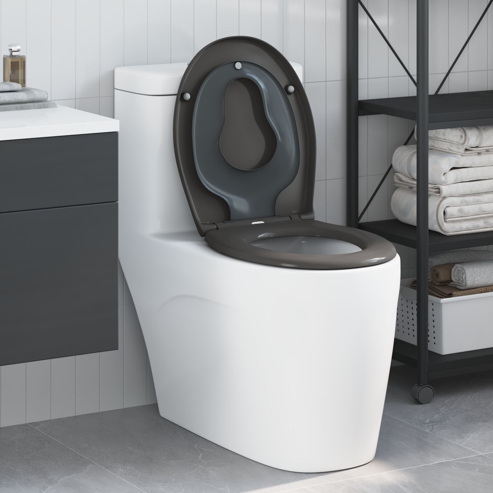 Sedile Per Toilette Familiare Con Sedile Per Bambini Sgancio Rapido In Duroplast