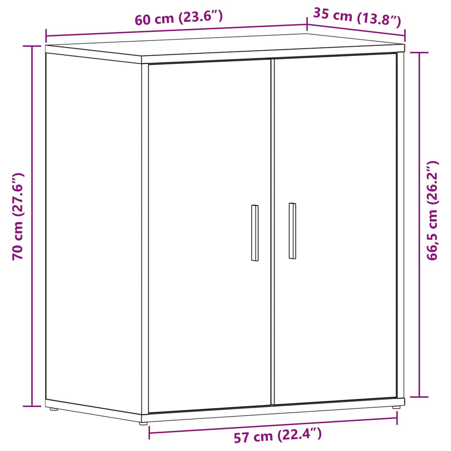 Armadio Per Scarpe  Nero Rovere 60X35X70 Cm In Legno Ingegnerizzato