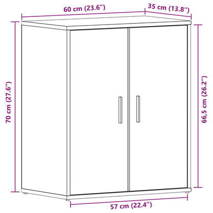 Armadio Per Scarpe  Nero Rovere 60X35X70 Cm In Legno Ingegnerizzato