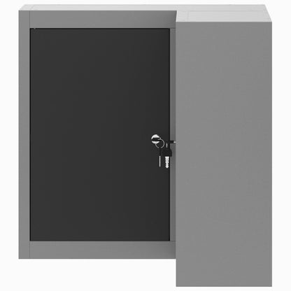 Armadio Per Attrezzi Angolare  Da Muro E Bloccabile In Acciaio Nero