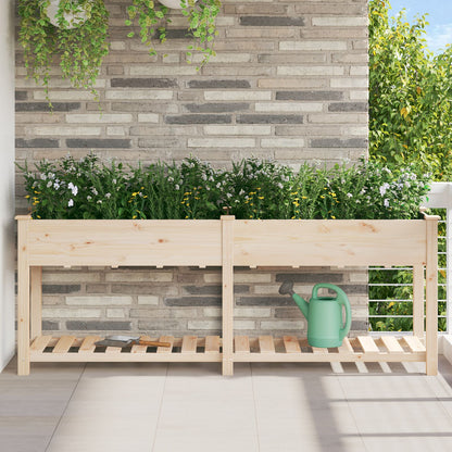 Fioriera Da Giardino  Con Ripiano 71X37X76 Cm In Legno Massello Di Abete