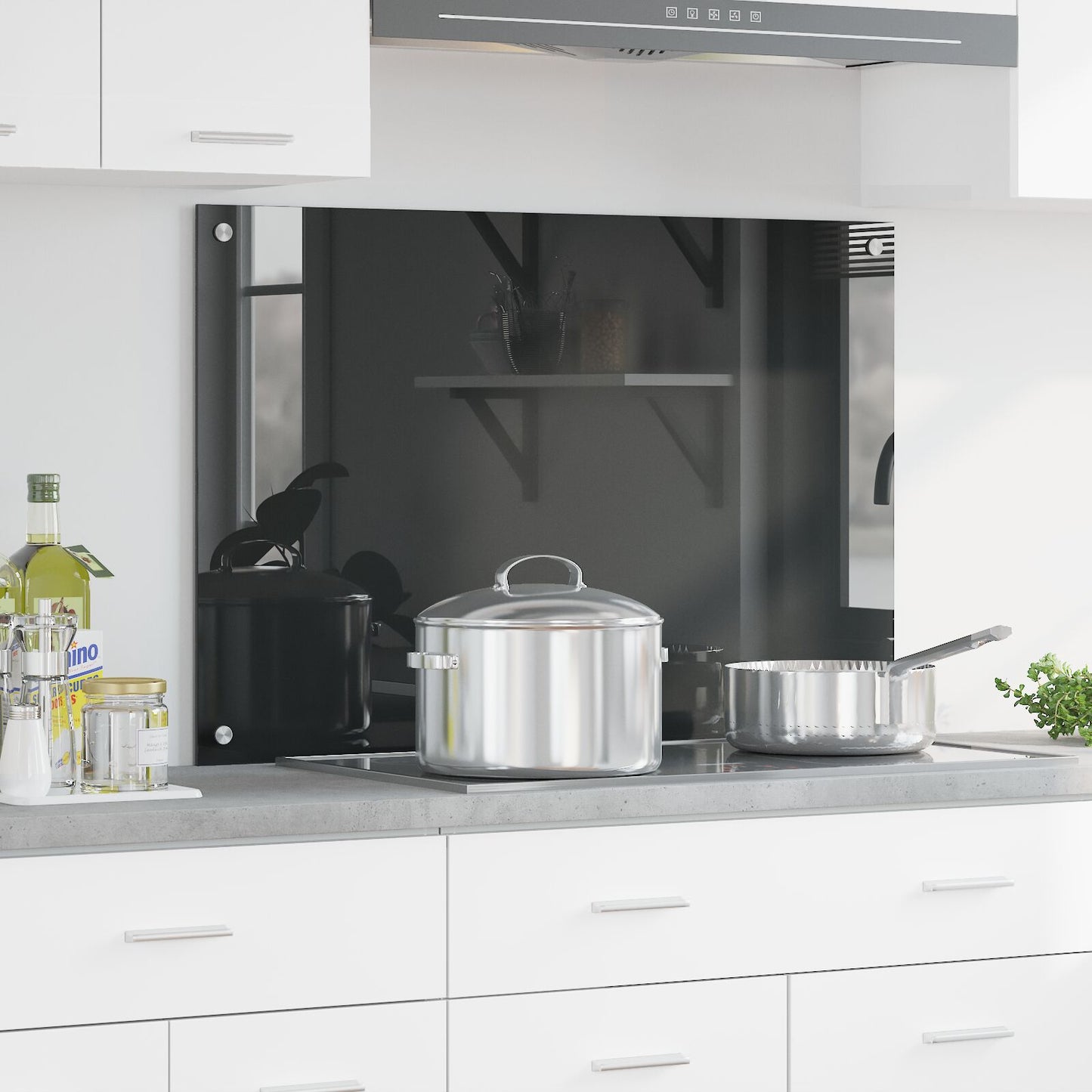 Schienale Cucina Grigio Scuro 90X60X0,6 Cm In Vetro Temperato