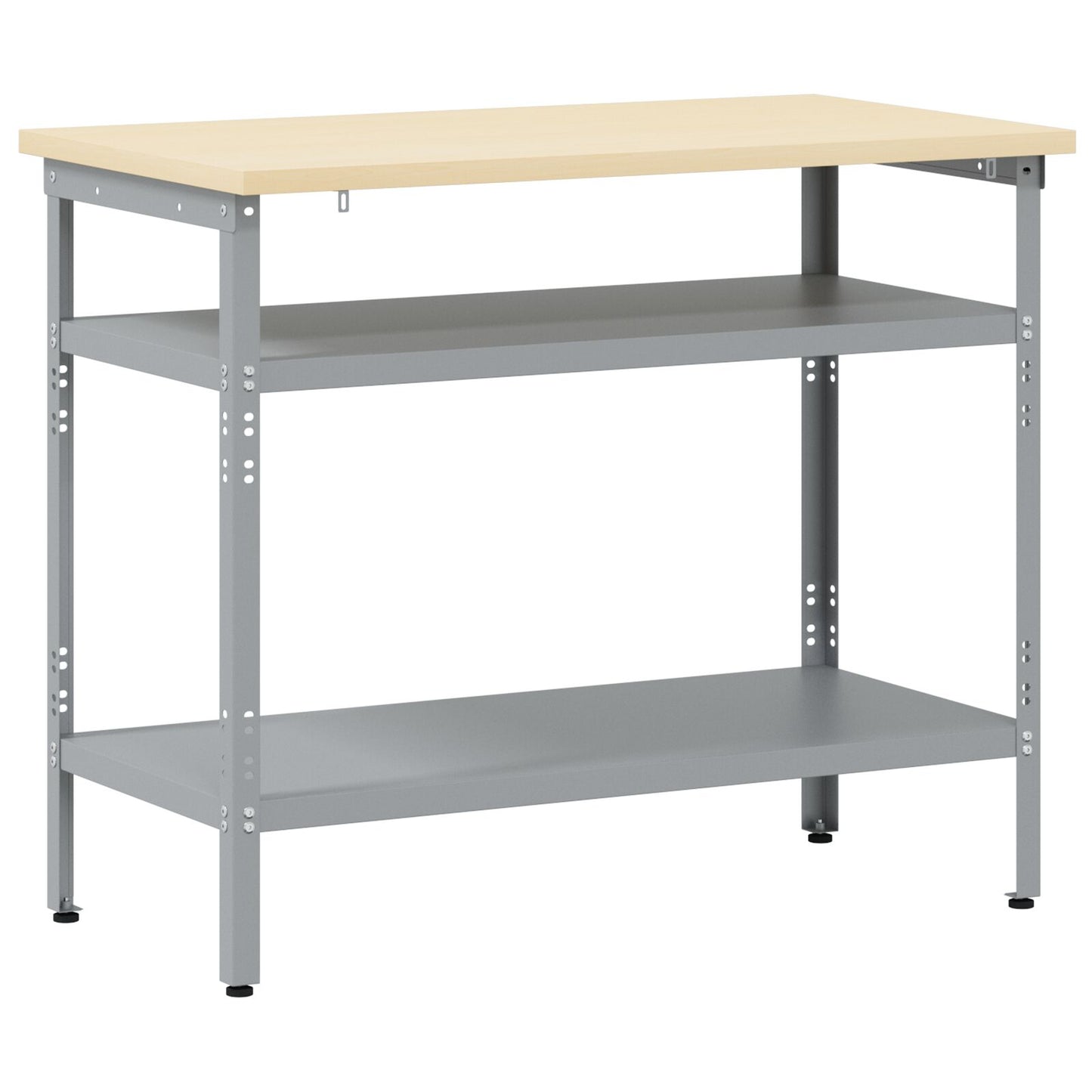 Tavolo Da Lavoro  In Grigio, 100X55X85 Cm, In Acciaio E Legno Ingegnerizzato