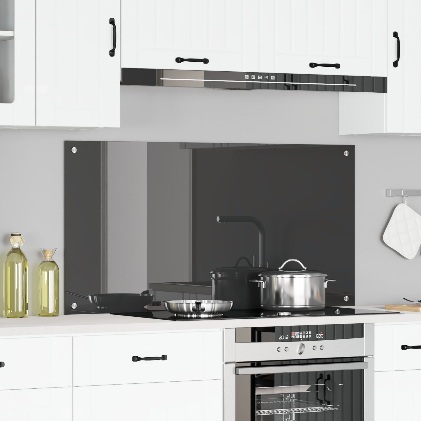 Rivestimento Per Cucina Grigio Scuro 120X60X0,6 Cm In Vetro Temperato