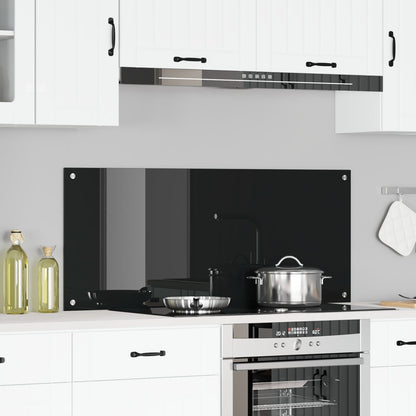 Retro Cucina Nera 120X50X0.6 Cm Vetro Temperato