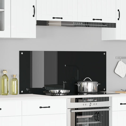 Retro Cucina Nera 120X50X0.6 Cm Vetro Temperato