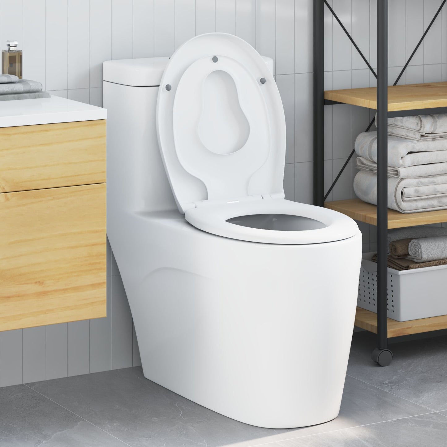 Sedile Per Toilette Familiare Con Sedile Per Bambini Sgancio Rapido In Duroplast
