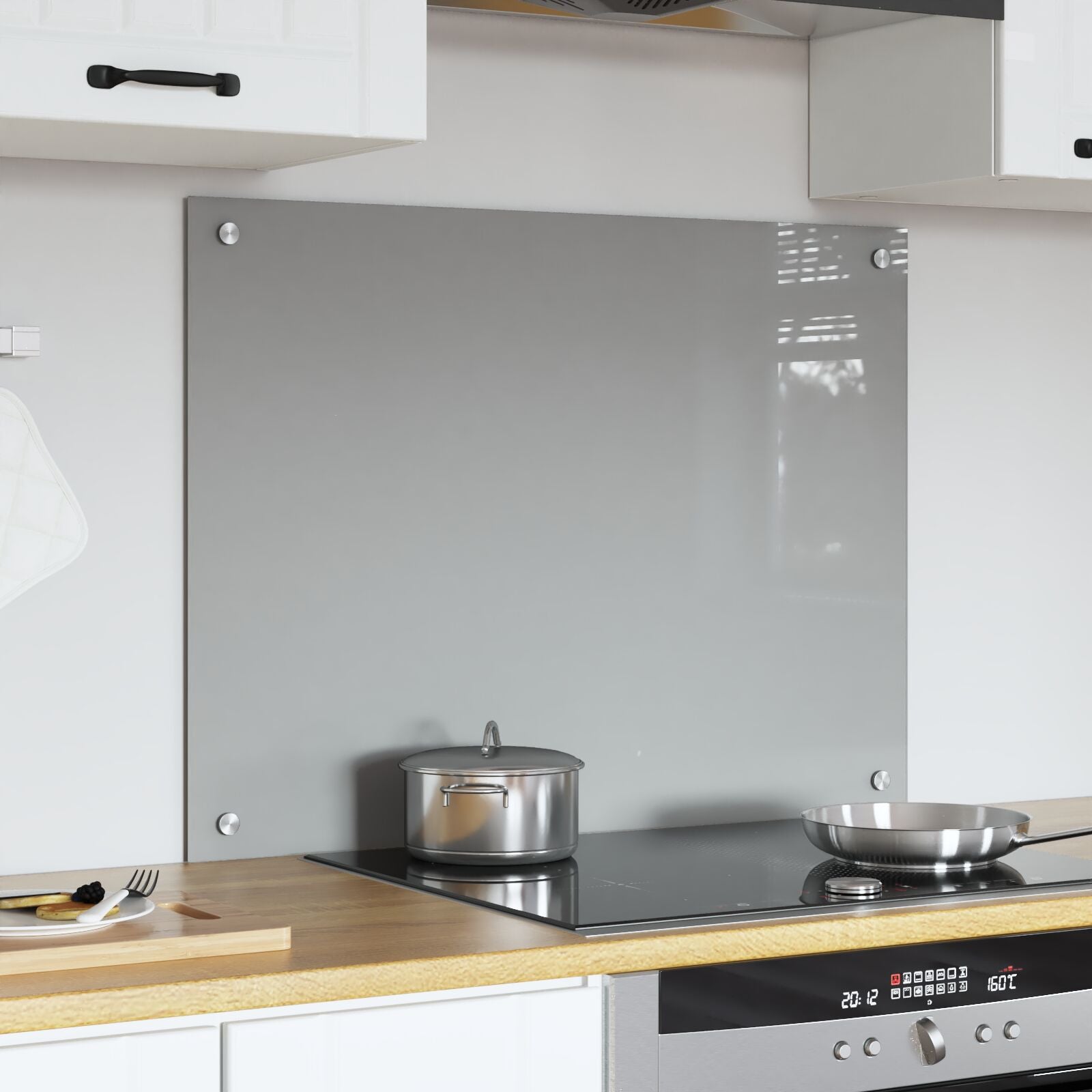 Schienale Cucina Grigio Chiaro 80X60X0,6 Cm In Vetro Temperato Di