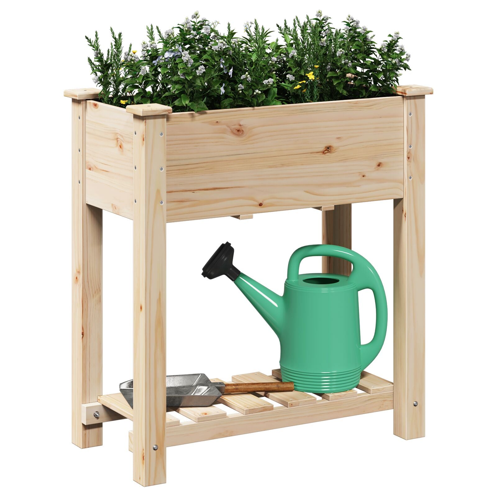 Fioriera Da Giardino  Con Ripiano 71X37X76 Cm In Legno Massello Di Abete