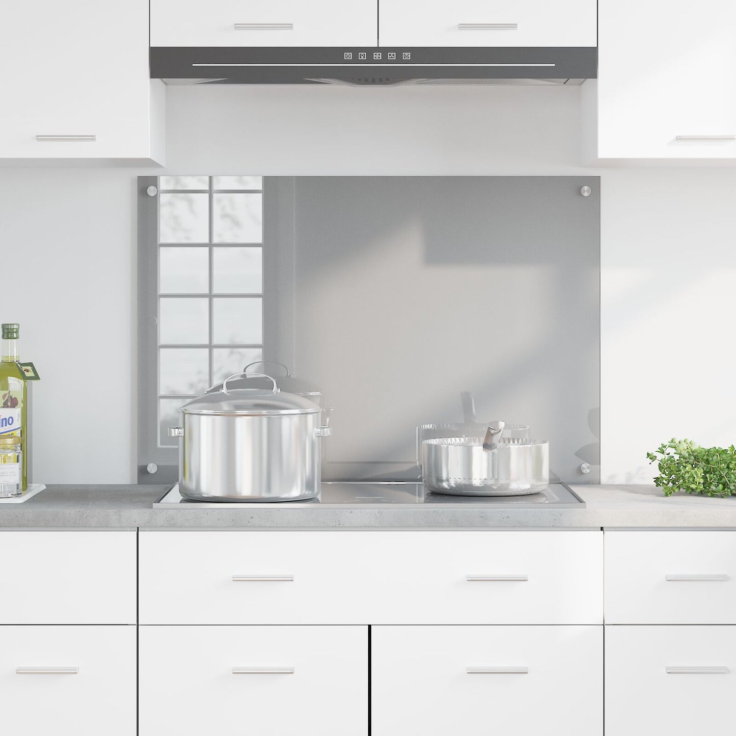Schienale Cucina Grigio Chiaro 90X60X0,6 Cm In Vetro Temperato